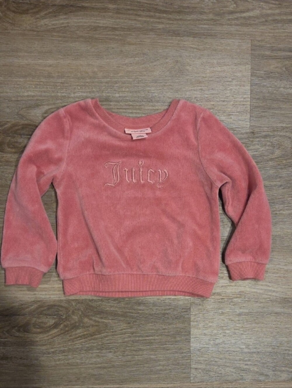 💜Juicy Couture Toddler Girls Dusty Pink Velour Logo Sweatshirt Crewneck Size 3T - Picture 2 of 5